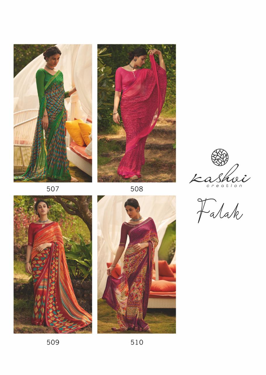 REVISE RATE -- KASHVI FALAK Latest Fancy Regular Wear Weightless Printed saree Collection